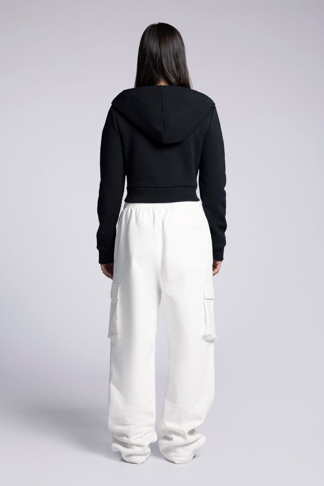 Cropped Zip Up Drawstring Hoodie