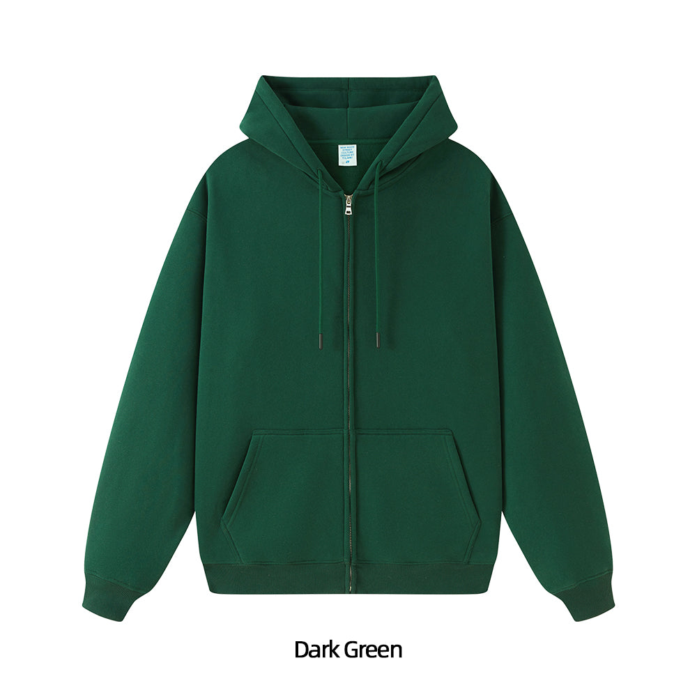 Fleece Lined Zip Up Hoodie - Solid Colors
