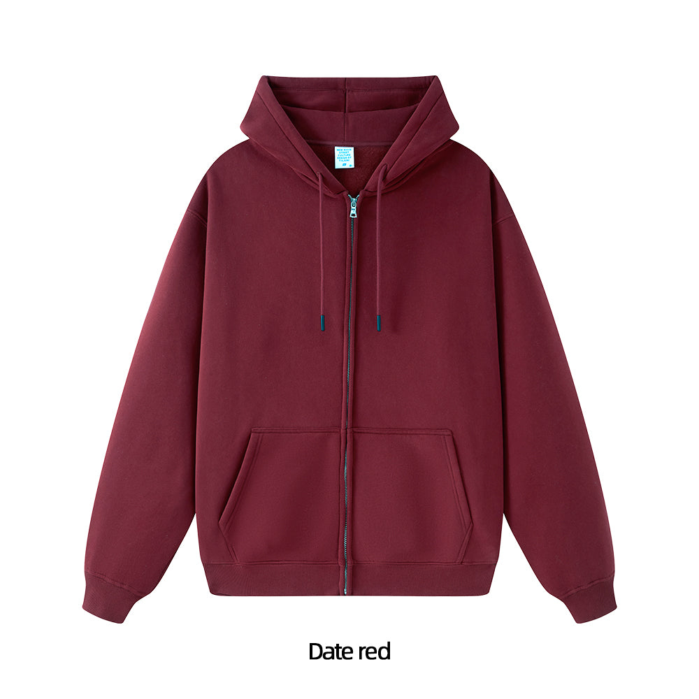 Fleece Lined Zip Up Hoodie - Solid Colors