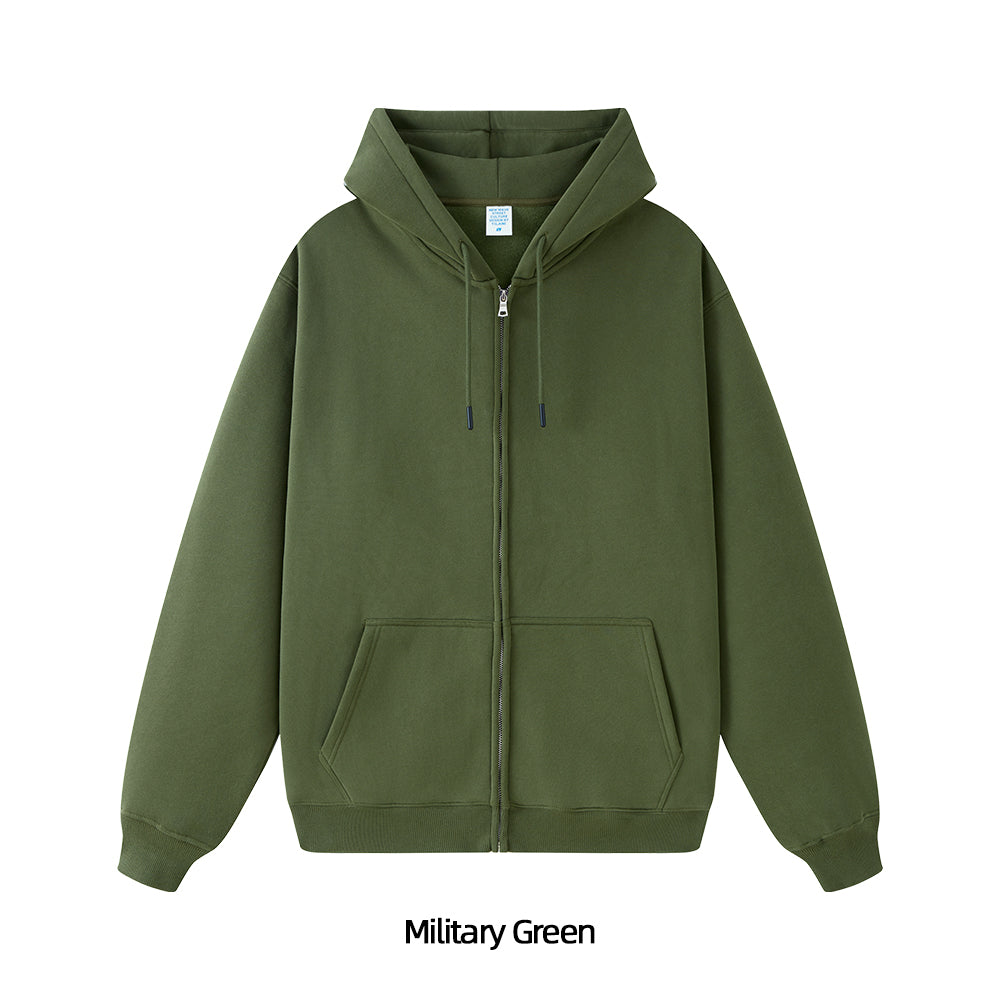 Fleece Lined Zip Up Hoodie - Solid Colors