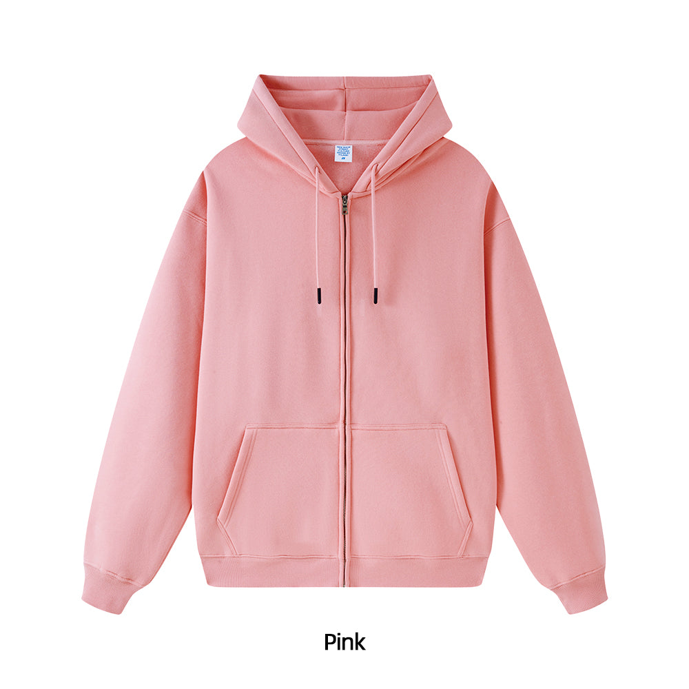 Fleece Lined Zip Up Hoodie - Solid Colors