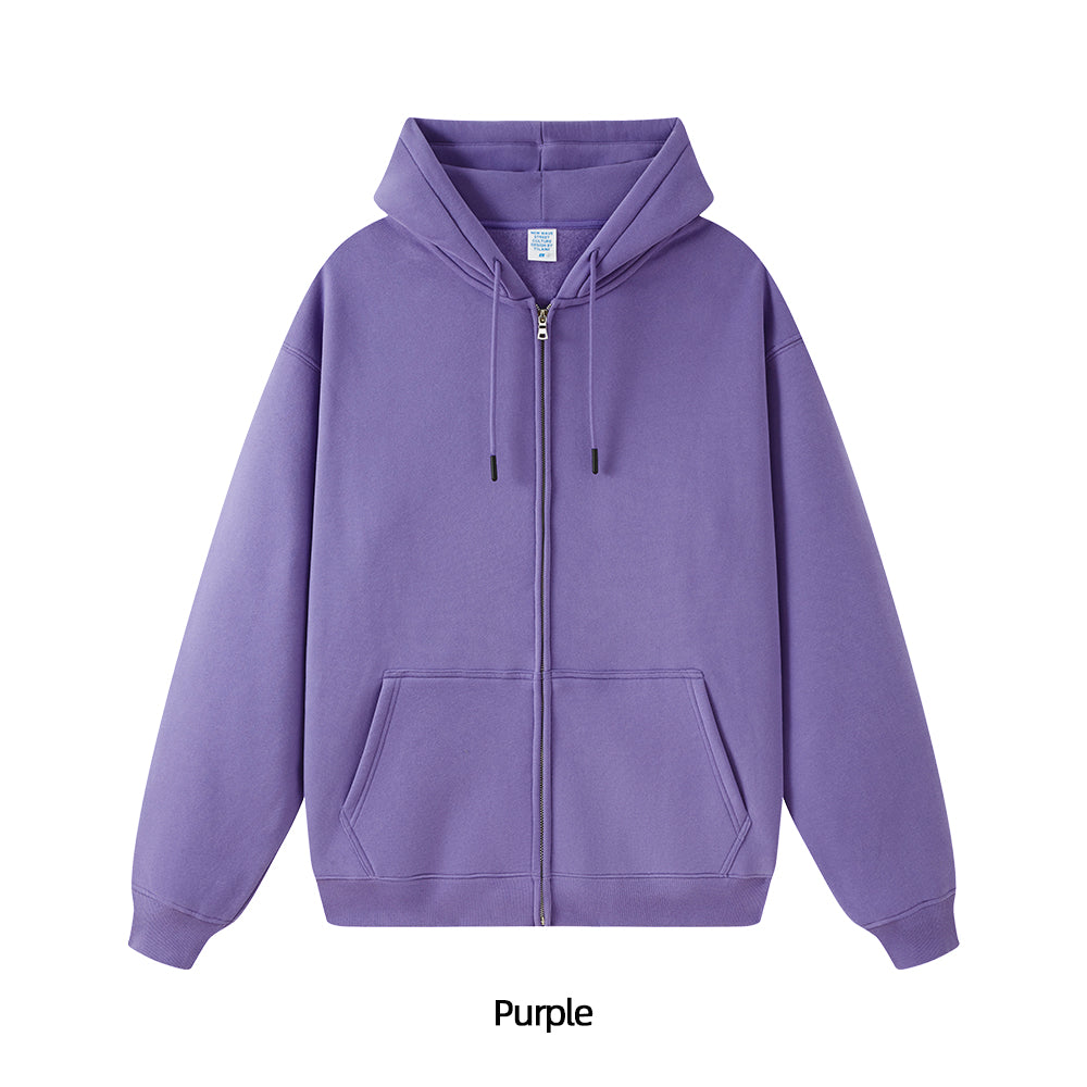 Fleece Lined Zip Up Hoodie - Solid Colors